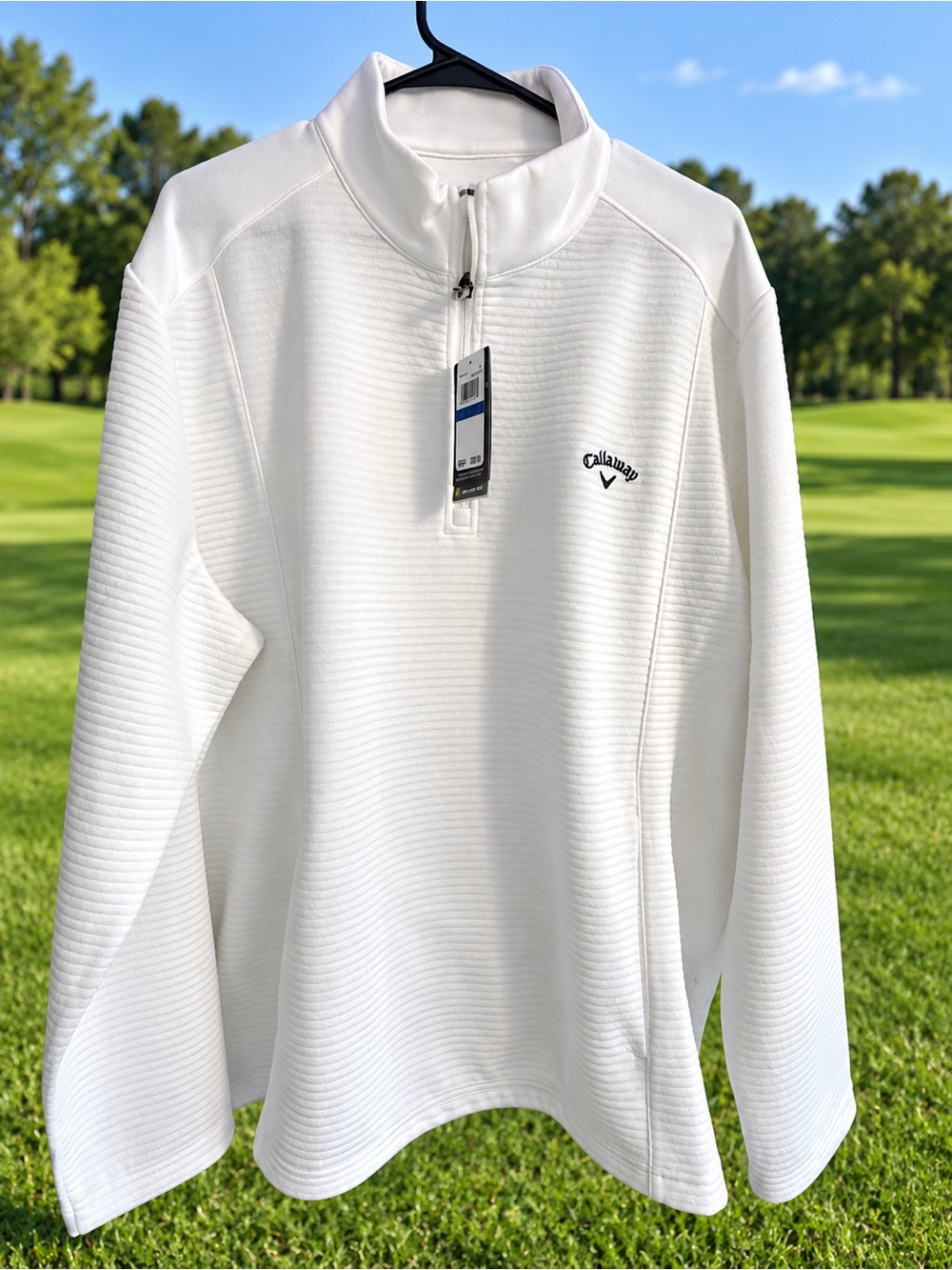 NWT Callaway Men’s XL Opti-Dri White Textured Quarter Zip Golf Pullover